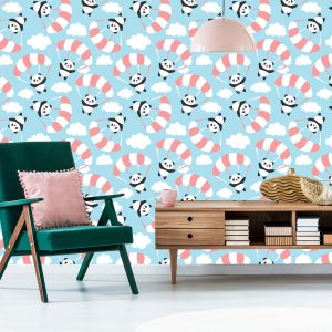 Papier Peint Pour Les Enfants - Panda Volant Parmi Les Nuages – Image 6
