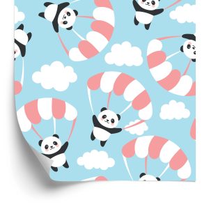 Papier Peint Pour Les Enfants - Panda Volant Parmi Les Nuages – Image 2