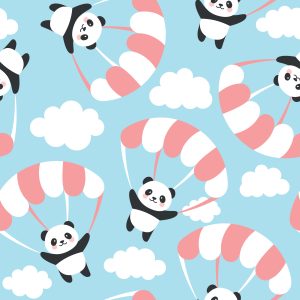 Papier Peint Pour Les Enfants - Panda Volant Parmi Les Nuages – Image 1