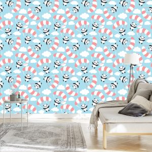 Papier Peint Pour Les Enfants - Panda Volant Parmi Les Nuages – Image 3