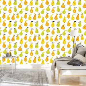 Papier Peint Pour Les Enfants - Poires Colorées Happy – Image 3
