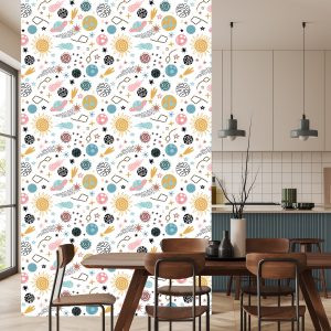Papier Peint Pour Les Enfants - Étoiles Et Planètes Colorées De Style Scandinave – Image 4