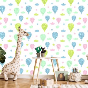 Papier Peint Pour Les Enfants - Ballons Nuages ​​Colorés – Image 5