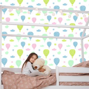 Papier Peint Pour Les Enfants - Ballons Nuages ​​Colorés – Image 7