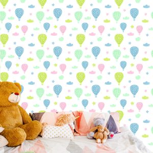 Papier Peint Pour Les Enfants - Ballons Nuages ​​Colorés – Image 6