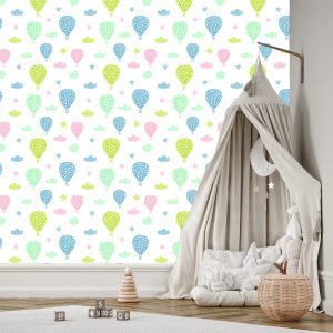 Papier Peint Pour Les Enfants - Ballons Nuages ​​Colorés – Image 3