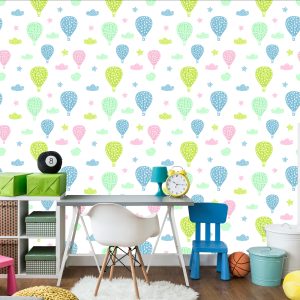 Papier Peint Pour Les Enfants - Ballons Nuages ​​Colorés – Image 4