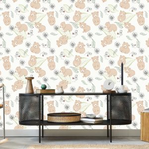 Papier Peint Pour Les Enfants - Mignons Ours En Peluche Et Oiseaux – Image 5