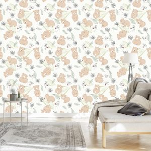 Papier Peint Pour Les Enfants - Mignons Ours En Peluche Et Oiseaux – Image 3