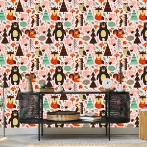 Papier Peint Pour Les Enfants - Animaux De La Forêt Au Style Scandinave – Image 5