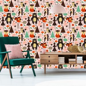 Papier Peint Pour Les Enfants - Animaux De La Forêt Au Style Scandinave – Image 6