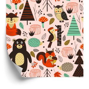 Papier Peint Pour Les Enfants - Animaux De La Forêt Au Style Scandinave – Image 2