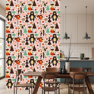 Papier Peint Pour Les Enfants - Animaux De La Forêt Au Style Scandinave – Image 4