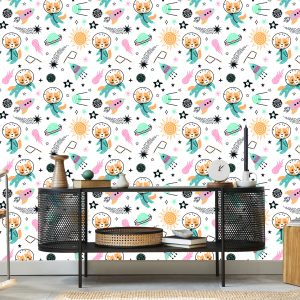 Papier Peint Pour Les Enfants - Renards Heureux Dans L'espace – Image 5