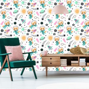 Papier Peint Pour Les Enfants - Renards Heureux Dans L'espace – Image 6