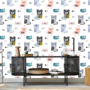 Papier Peint Pour Les Enfants Coloré Drôle Chatons Conte De Fées 3D – Image 5