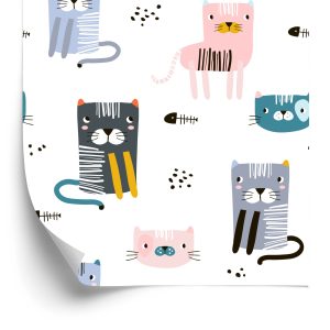 Papier Peint Pour Les Enfants Coloré Drôle Chatons Conte De Fées 3D – Image 2