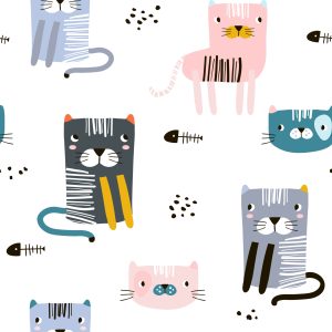 Papier Peint Pour Les Enfants Coloré Drôle Chatons Conte De Fées 3D – Image 1