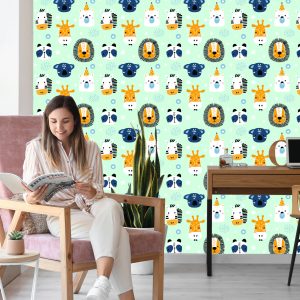 Papier Peint Pour Les Enfants - Happy Animals In Stars – Image 7