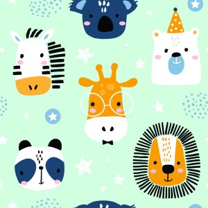 Papier Peint Pour Les Enfants - Happy Animals In Stars – Image 1