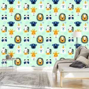 Papier Peint Pour Les Enfants - Happy Animals In Stars – Image 3