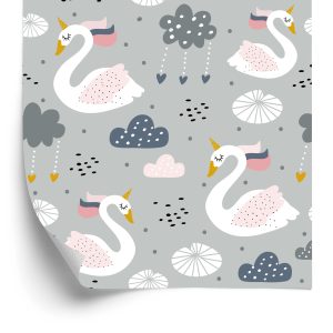 Papier Peint Pour Les Enfants - Licorne Endormie - Cygnes – Image 2