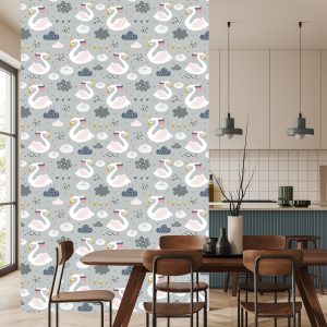 Papier Peint Pour Les Enfants - Licorne Endormie - Cygnes – Image 4