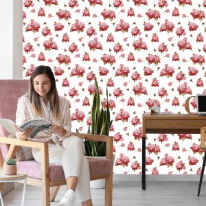 Papier Peint Pivoines Colorées - Aquarelle – Image 7