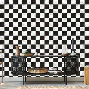 Papier Peint Treillis Noir Et Blanc Luxueux À Motif De Marbre – Image 5