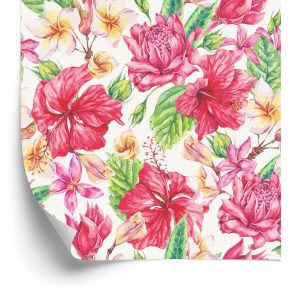 Papier Peint Fleurs Et Feuilles Exotiques Colorées – Image 2