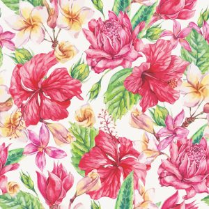 Papier Peint Fleurs Et Feuilles Exotiques Colorées – Image 1