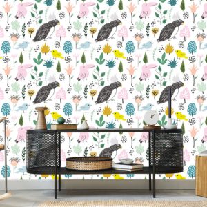 Papier Peint Pour Les Enfants - Oiseaux Colorés Dans La Jungle – Image 5