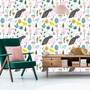Papier Peint Pour Les Enfants - Oiseaux Colorés Dans La Jungle – Image 6