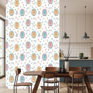 Papier Peint Pour Les Enfants - Top Hérissons Colorés Champignons Et Feuilles – Image 4