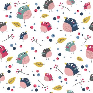 Papier Peint Pour Les Enfants - Oiseaux Colorés Et Plantes Forestières – Image 1