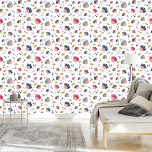 Papier Peint Pour Les Enfants - Oiseaux Colorés Et Plantes Forestières – Image 3