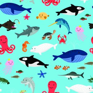 Papier Peint Pour Les Enfants - Happy Sea Animals – Image 1