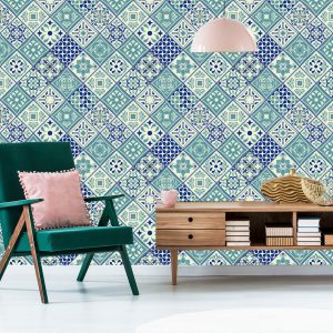 Papier Peint Motif Mosaïque En Carreaux Portugais – Image 6