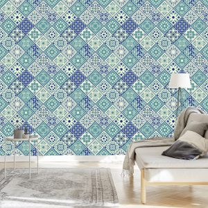 Papier Peint Motif Mosaïque En Carreaux Portugais – Image 3