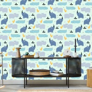 Papier Peint Pour Les Enfants - Happy Rhinos And Crocodiles – Image 5