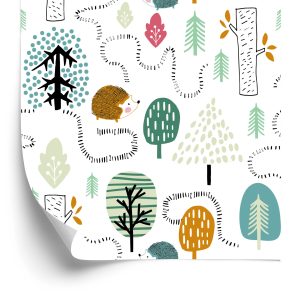 Papier Peint Pour Les Enfants - Une Forêt Colorée Dans Le Style Scandinave – Image 2