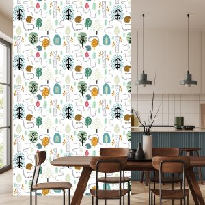 Papier Peint Pour Les Enfants - Une Forêt Colorée Dans Le Style Scandinave – Image 4