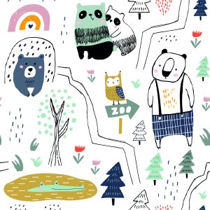 Papier Peint Pour Les Enfants - Animaux Sauvages - Style Scandinave – Image 1