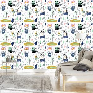 Papier Peint Pour Les Enfants - Animaux Sauvages - Style Scandinave – Image 3