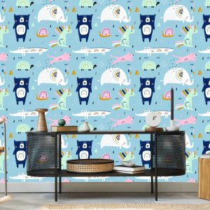 Papier Peint Pour Les Enfants - Animaux Arc-En-Ciel Dans Un Rêve – Image 5