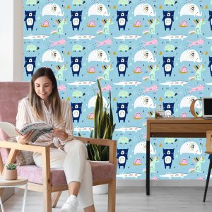 Papier Peint Pour Les Enfants - Animaux Arc-En-Ciel Dans Un Rêve – Image 7