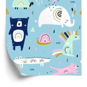 Papier Peint Pour Les Enfants - Animaux Arc-En-Ciel Dans Un Rêve – Image 2