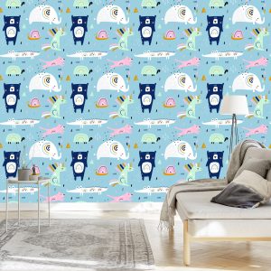 Papier Peint Pour Les Enfants - Animaux Arc-En-Ciel Dans Un Rêve – Image 3