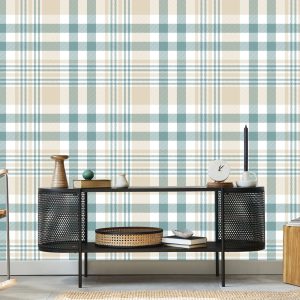 Papier Peint Treillis En Gris, Beige Et Blanc – Image 5