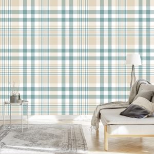 Papier Peint Treillis En Gris, Beige Et Blanc – Image 3